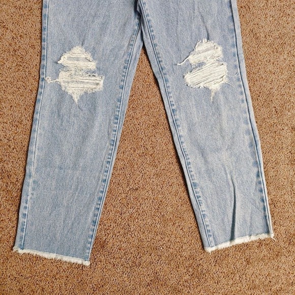 Show Me Your Mumu High Waisted Distressed Light Wash Straight Leg Jeans Size 26 - Picture 4 of 11